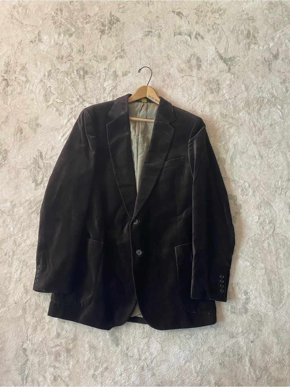Vintage Emporium Capwell Brown Velvet Two-Button Sport Coat
